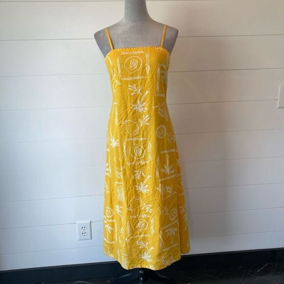 Japna Yellow Floral SpaghettiStrap Sun DressJapnaSize: M - Picture 1 of 8